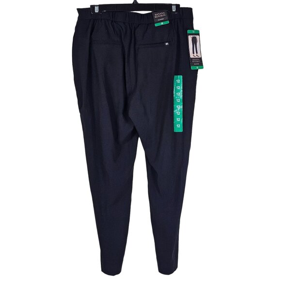 Banana Republic Womens Black Pull-On Ankle Pant Sz 12 Stretch‎ Waist Office - Picture 2 of 12